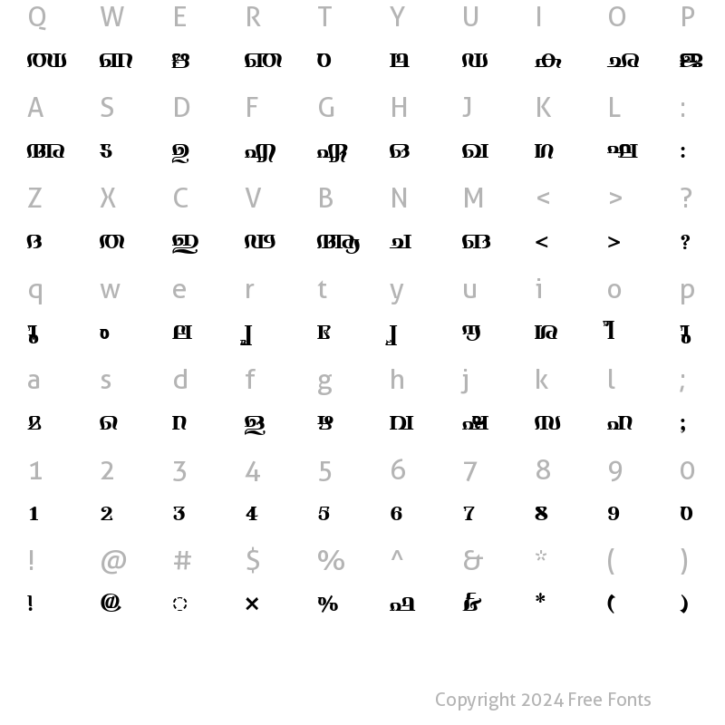 Character Map of ML-TTKeerthi Bold