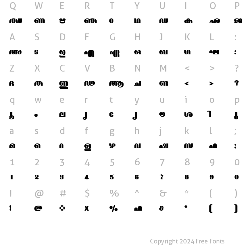 Character Map of ML-TTMadhaviExBold Normal