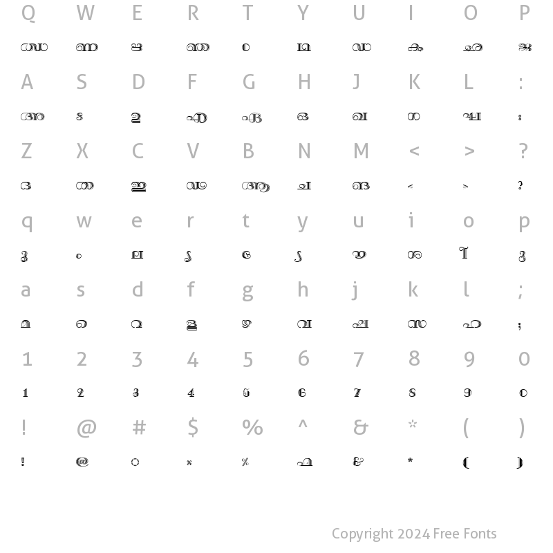 Character Map of ML-TTMayoori Bold