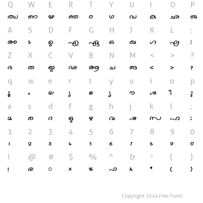 Character Map of ML-TTNandini Bold