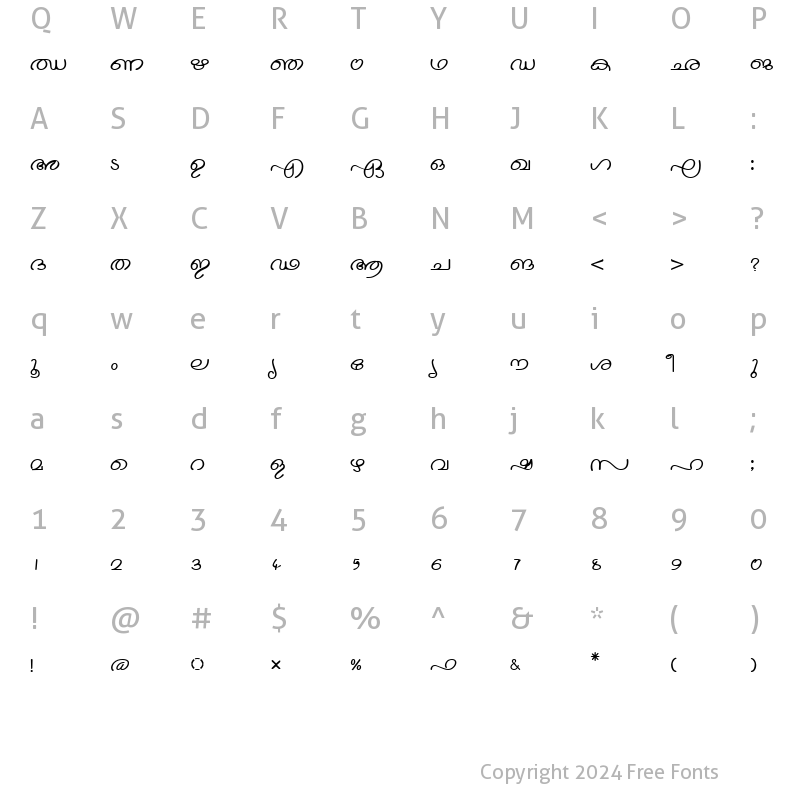 Character Map of ML-TTNandini Normal