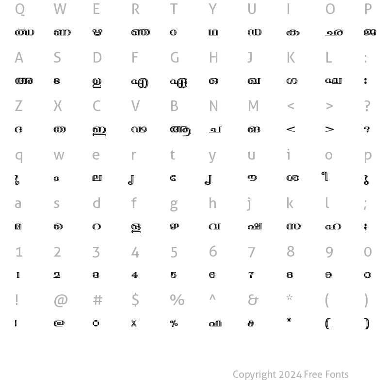 Character Map of ML-TTNila Bold