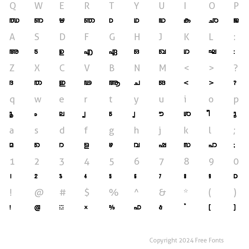 Character Map of ML-TTRohini Bold