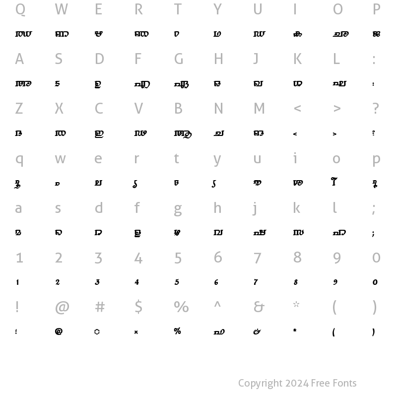 Character Map of ML-TTThiruvathira Bold