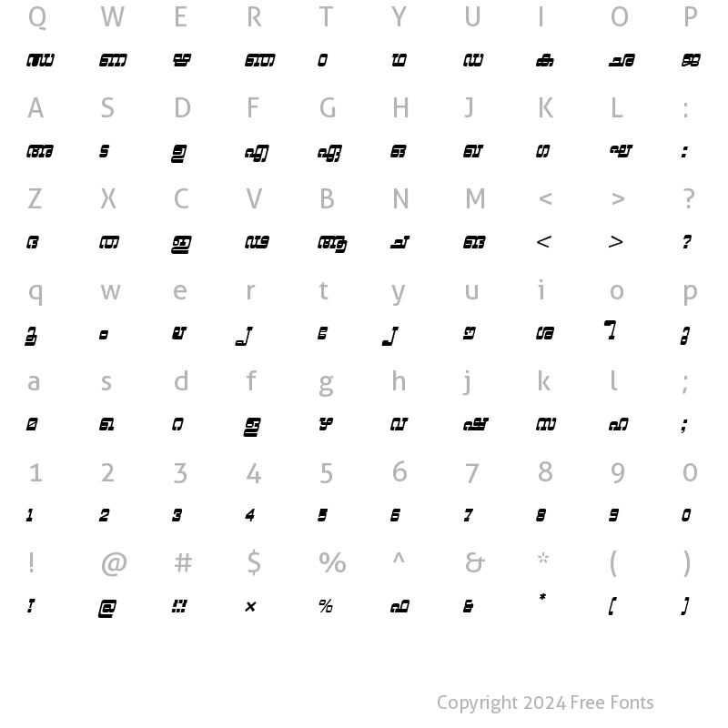 Character Map of ML-TTYashasri BoldItalic