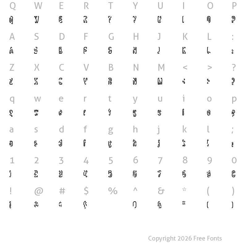Character Map of Mlurmlry Regular