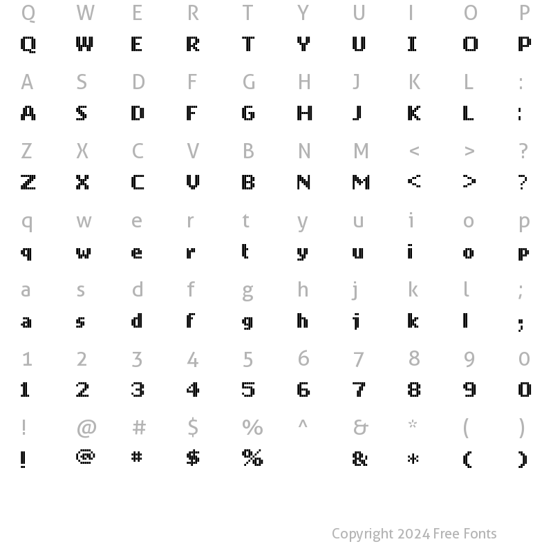 Character Map of Mobile Font Regular