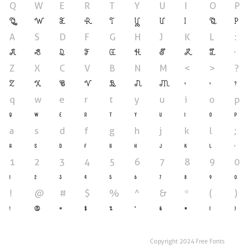 Character Map of Mocca Inline Grunge Inline Grunge