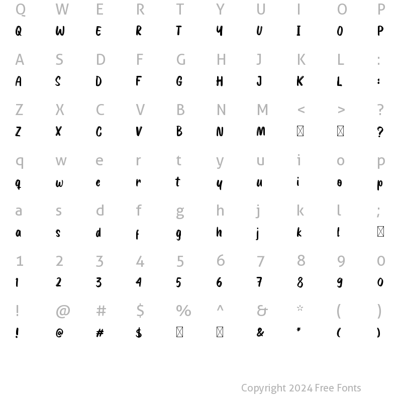 Character Map of Mocha Cookies Regular