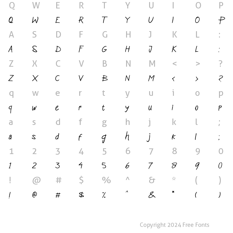 Character Map of mocimoci Regular