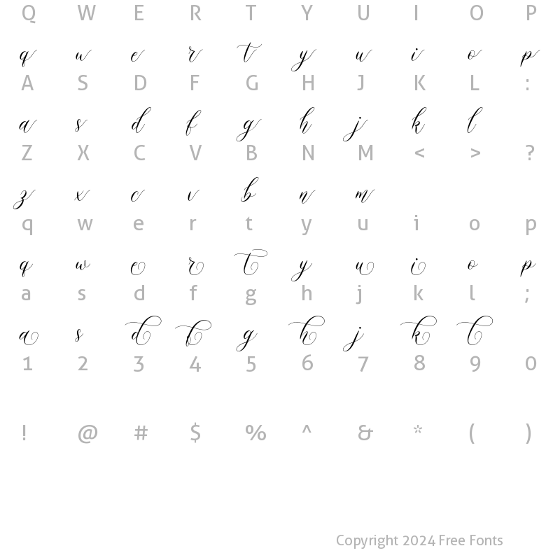 Character Map of Mockingbird Alternates regular