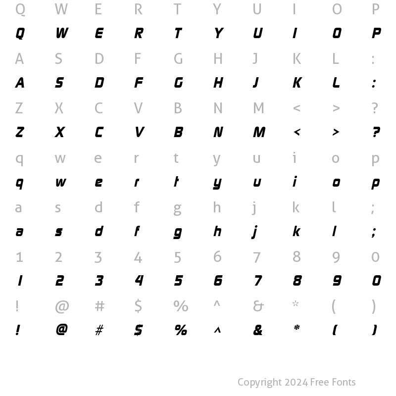 Character Map of ModaerneHeavy Italic