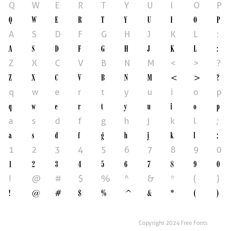 Character Map of Modern 735 Regular