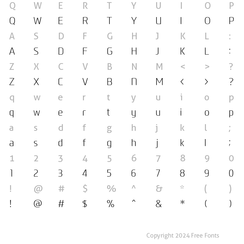 Character Map of Modern H EcoLight