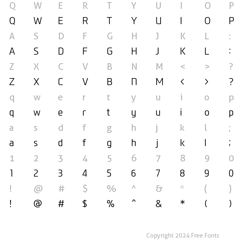 Character Map of Modern H Light