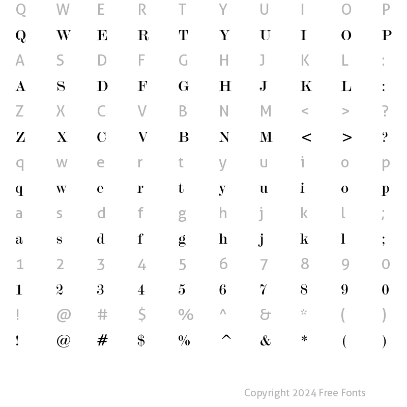 Character Map of Modern No.20 Regular