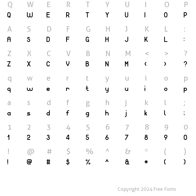 Character Map of Modern Sans Serif 7 Regular