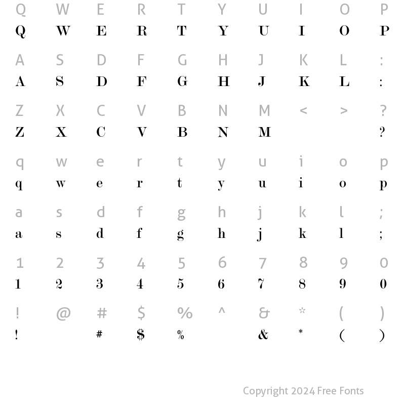 Character Map of Modern Twenty CG Regular