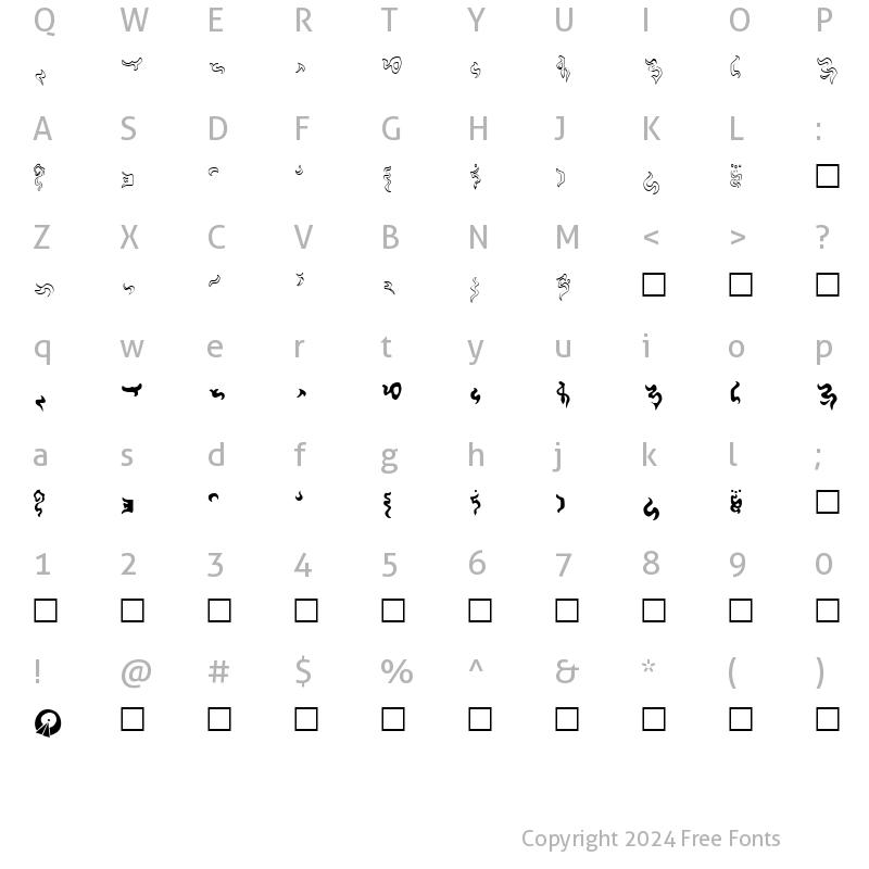 Character Map of Modern vulcan 1.1 Normal