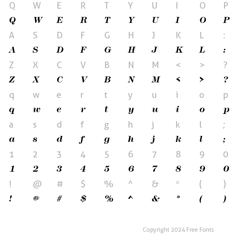 Character Map of Modern327 Bold Italic