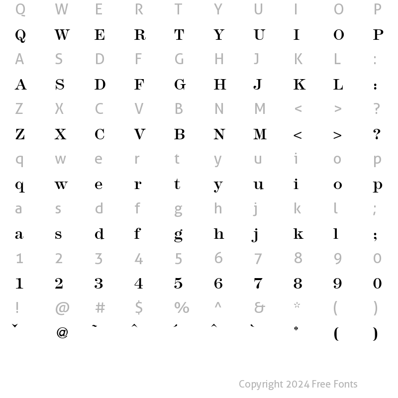 Character Map of Modern438 Regular