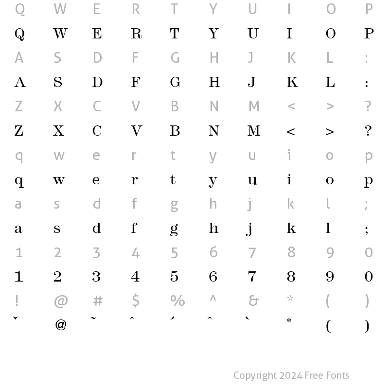 Character Map of Modern438Light Regular