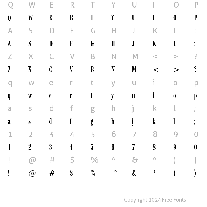 Character Map of Modern735 BT Roman