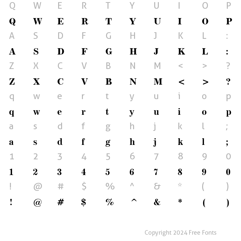 Character Map of Modern880 BT Bold