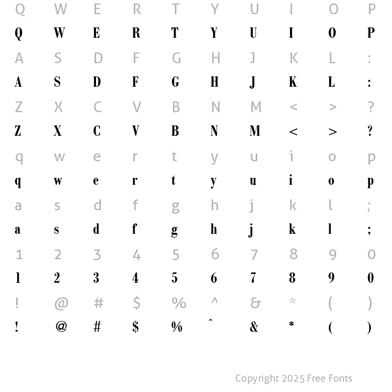 Character Map of ModernBodoniCond Bold