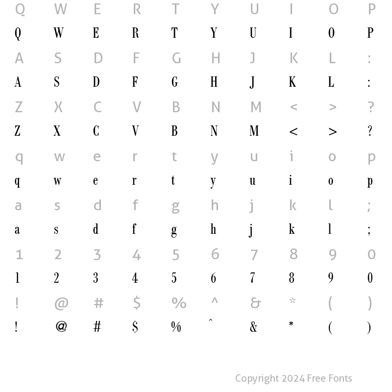 Character Map of ModernBodoniCond Regular