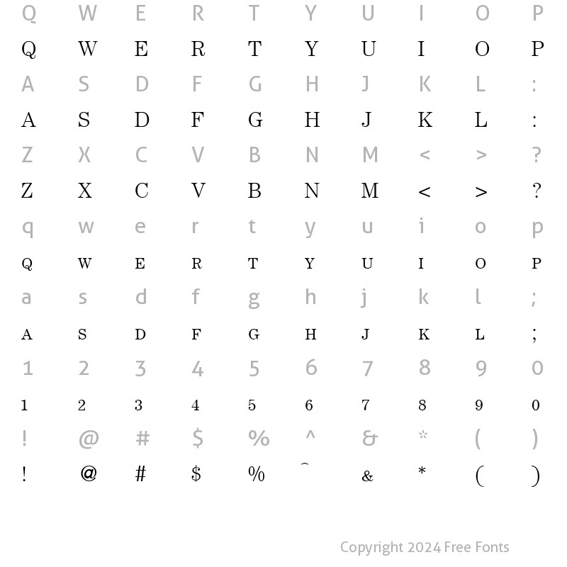 Character Map of ModernCenturySmc Regular