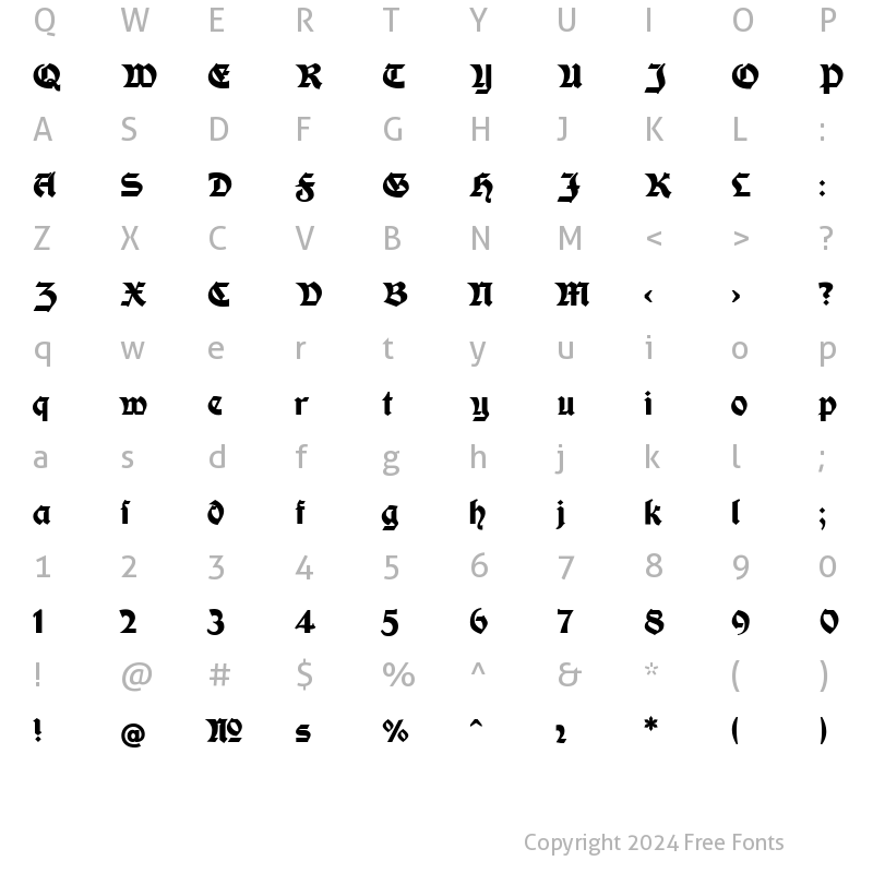 Character Map of Moderne Fette SchwabacherC Regular