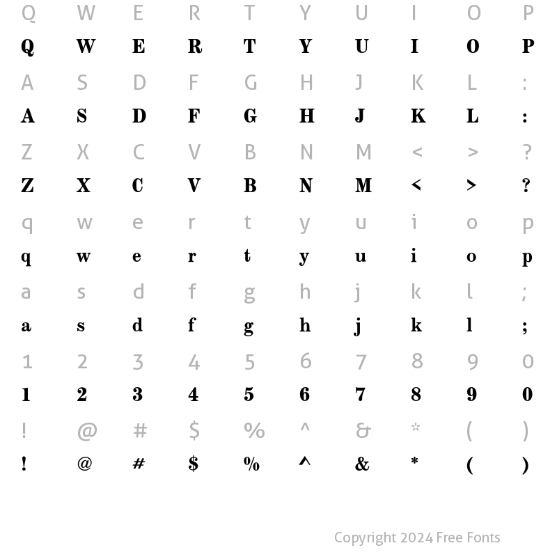 Character Map of ModernExtendedEF Bold