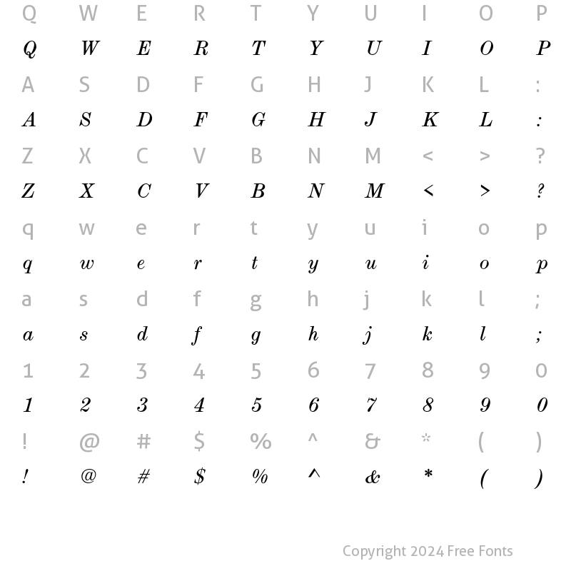 Character Map of ModernExtendedEF BookIta Regular