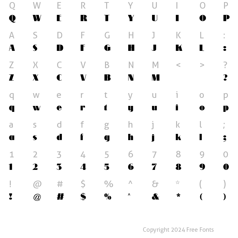 Character Map of Modernique CG Regular