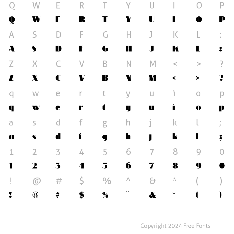 Character Map of Modernique Regular