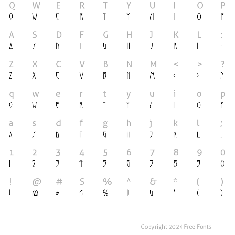 Character Map of Modernist Nouveau Regular