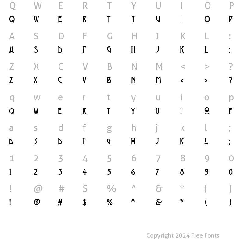 Character Map of Modernist Three Regular