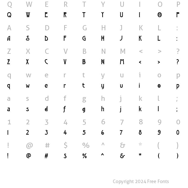 Character Map of Modernist Two Regular