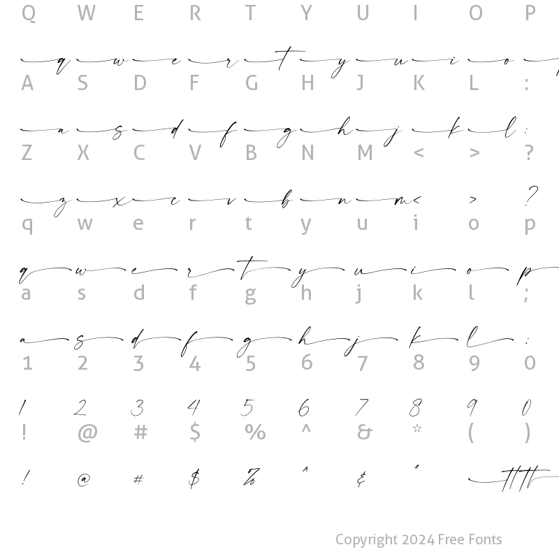 Character Map of modernline tail Regular