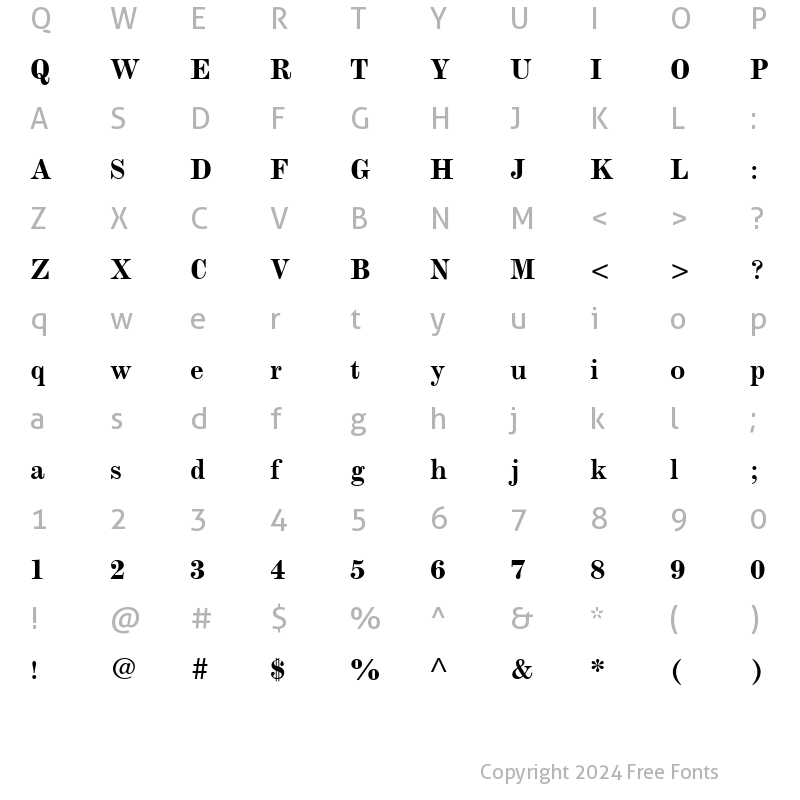 Character Map of ModernMT Bold Regular