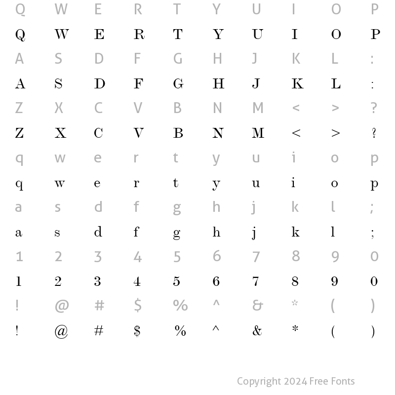 Character Map of ModernMT Extended Regular