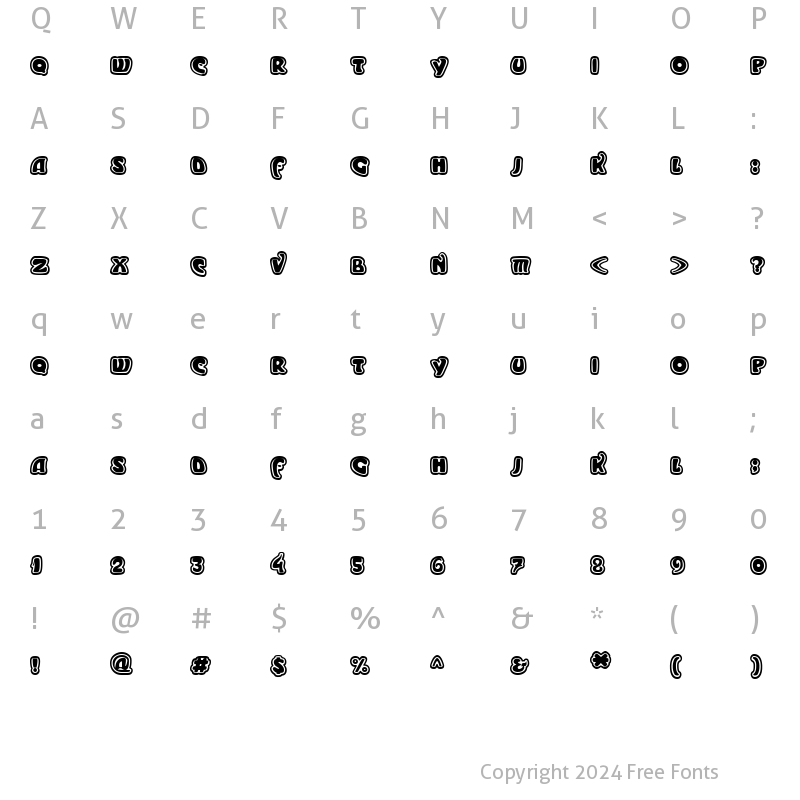 Character Map of Moderno Outline