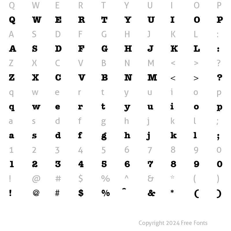 Character Map of ModernTypewriter Bold