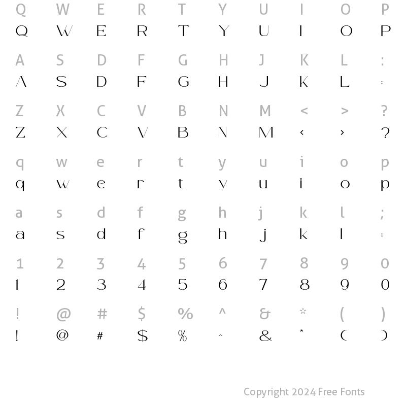 Character Map of Moderrat Extra Light