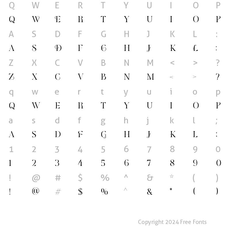 Character Map of Modesfa Regular