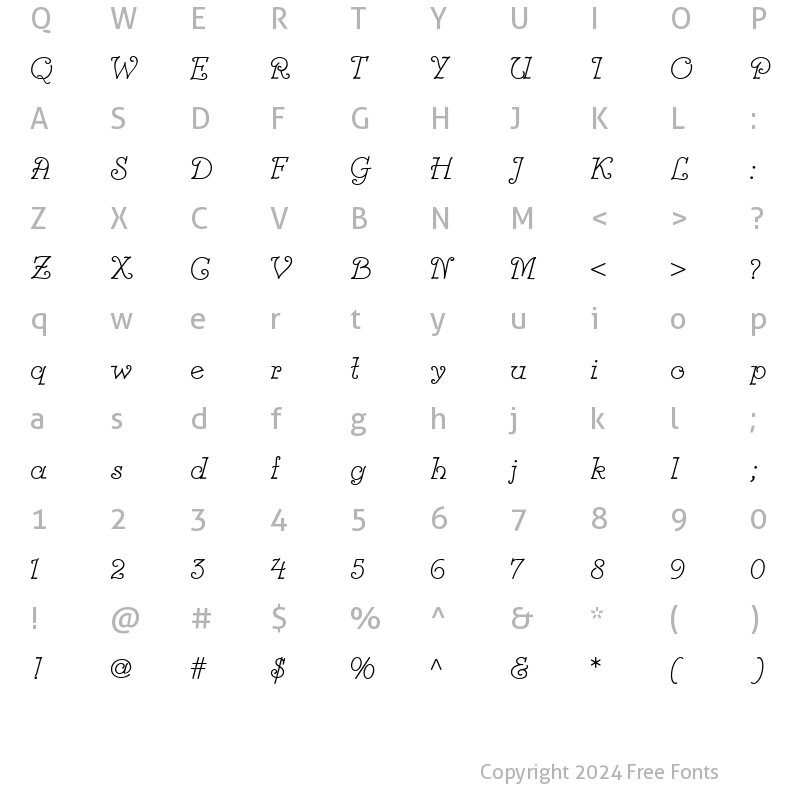 Character Map of Modestina Regular