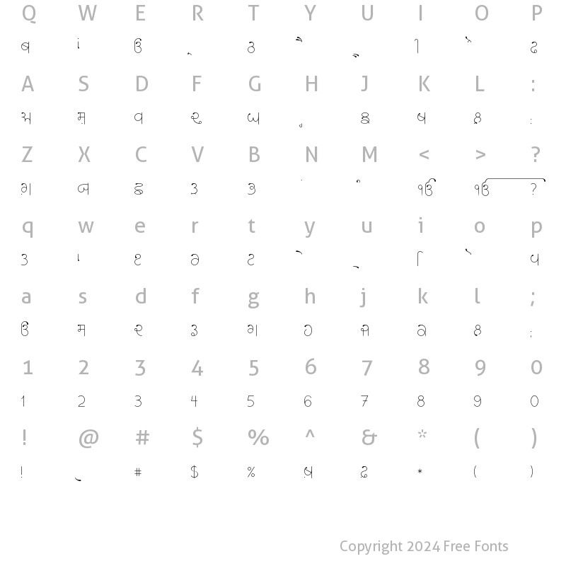 Character Map of Modhera 2 Extra Light Light