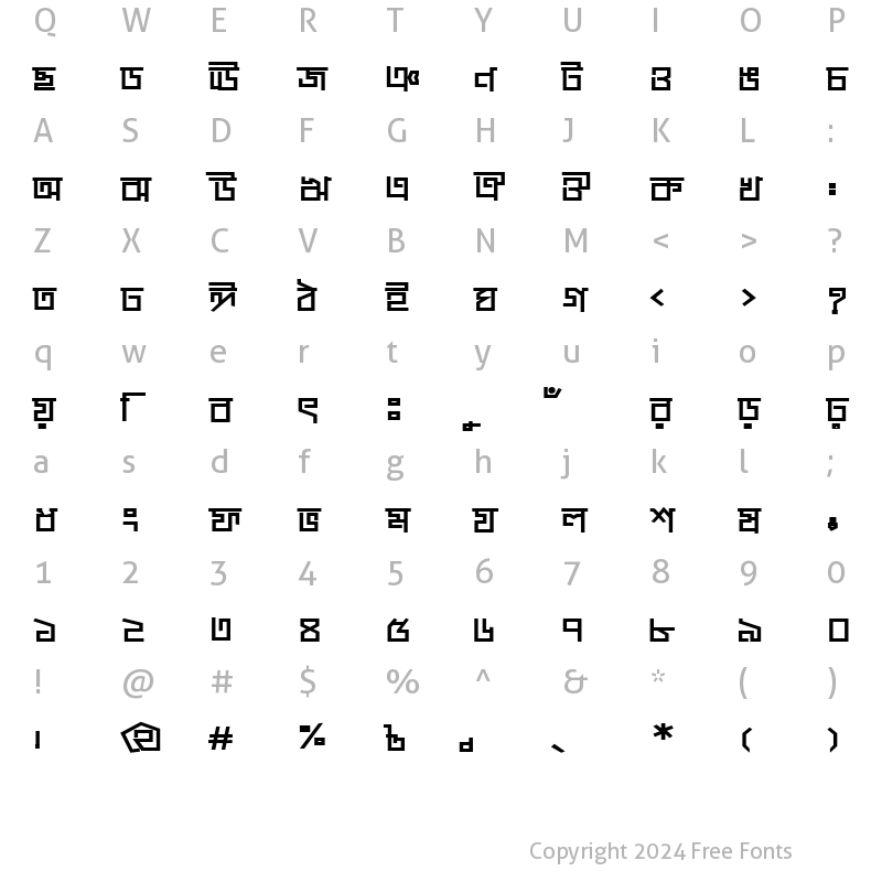 Character Map of Modhumati Normal