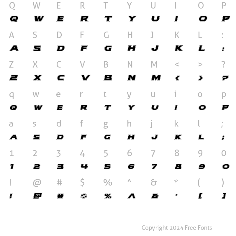 Character Map of Modi Thorson Academy Italic Italic